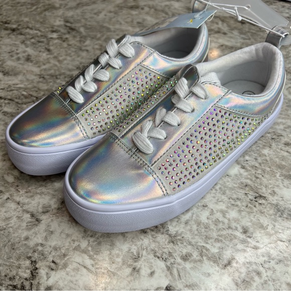 Cat & Jack Rory platform girls shoes silver  size 2 two big girl NEW with tags - Picture 2 of 6